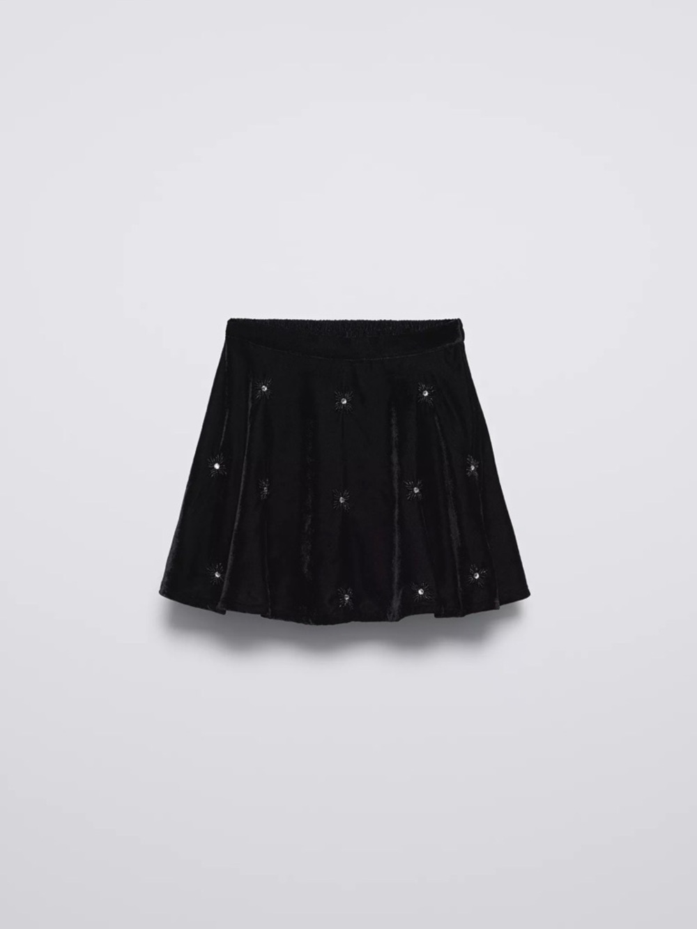 Zara Kids Black Velvet Embellished Mini Skirt
